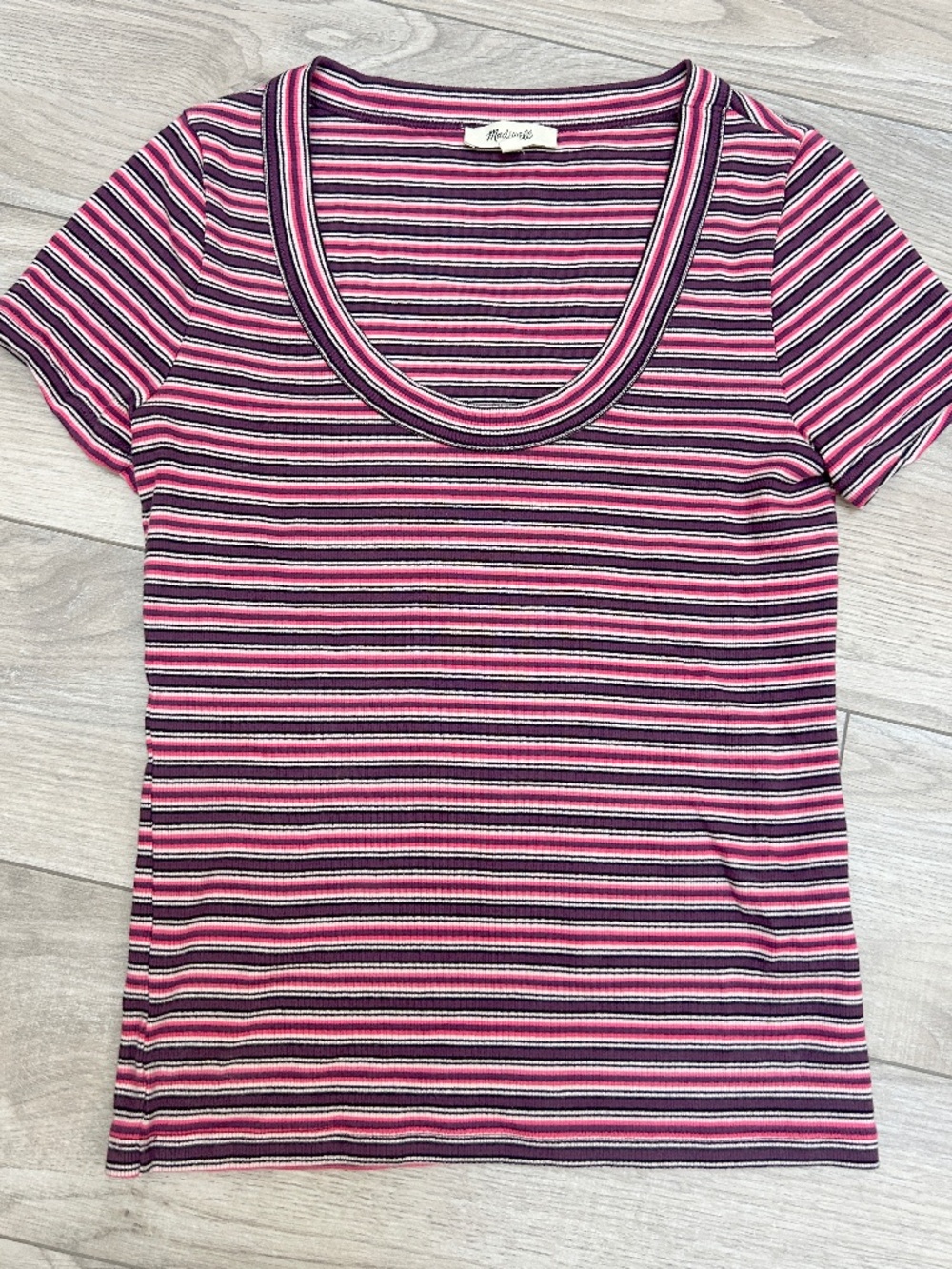 Scoop-neck Purple Striped Tee